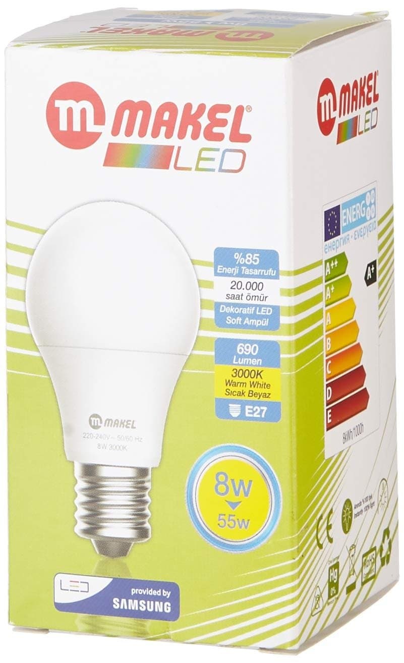 E27 led lampa 8w 3000k MAKEL