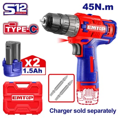 Drel-şurup bağlayan batareyalı 12V Emtop