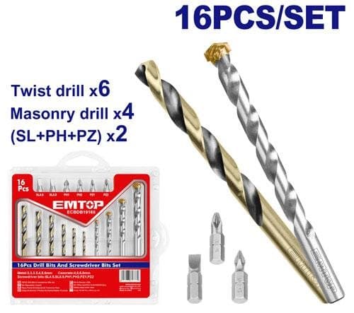 Sverlo dəsti 16 parça Emtop