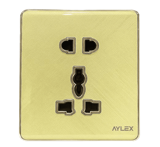 Universal elektrik yuvası+sadə 16A K2 akrilik qızılı Aylex