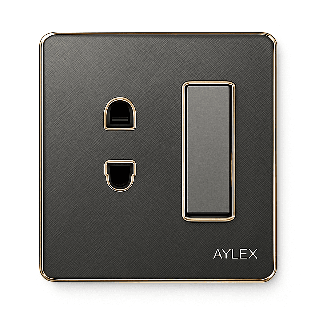 Açar+elektrik yuvası 16A K2 akrilik boz Aylex