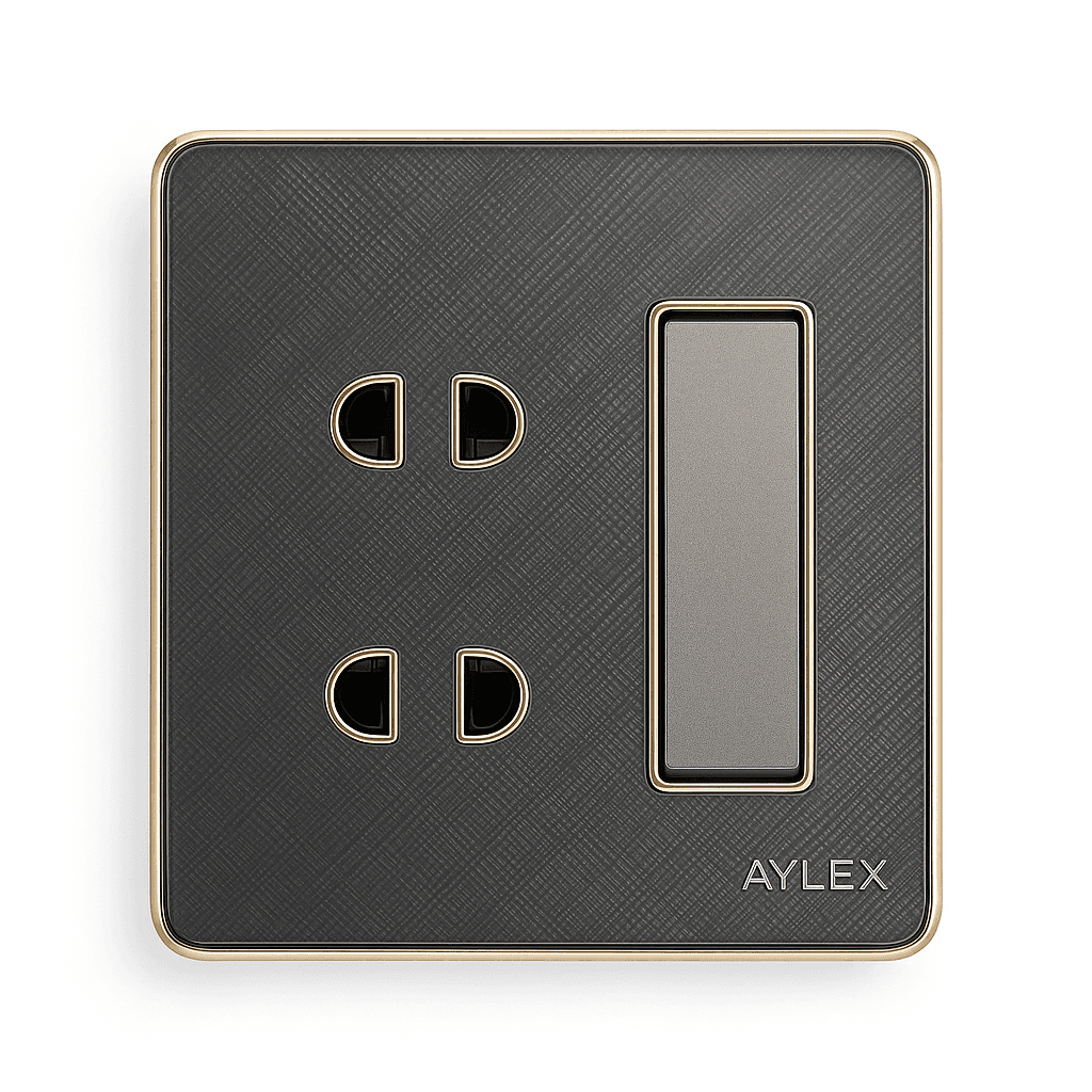 Açar+ 2 elektrik yuvası 16A K2 akrilik boz Aylex