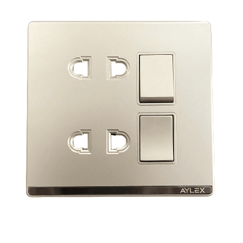 Açar 2-li+ 2 elektrik yuvası 16A A4 qızılı Aylex