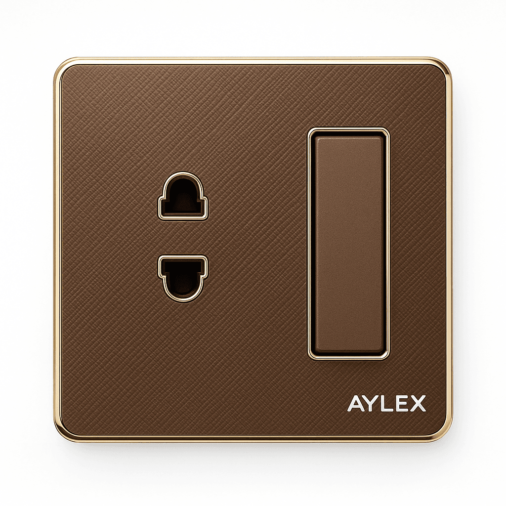 Açar+elektrik yuvası 16A K2 akrilik qəhvəyi Aylex