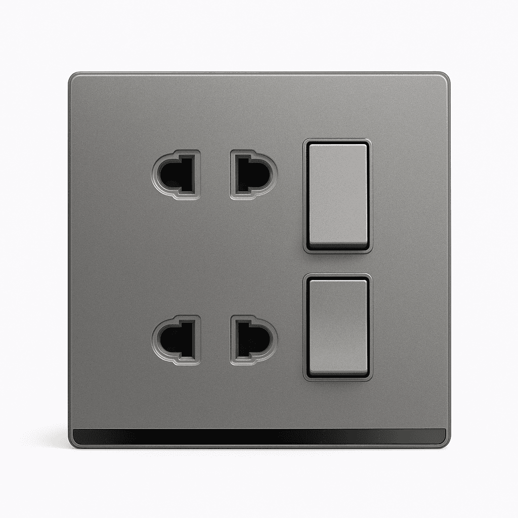 Açar 2-li +2 elektrik yuvası 16A A4 boz Aylex