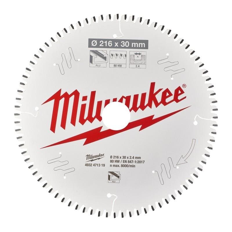 Dairəvi mişar üçün alüminium diski 216x30x2.4x80 TFN Milwaukee